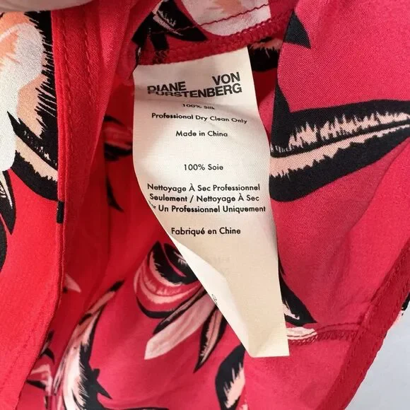 Diane Von Furstenberg Medium Red Floral 100% Silk Sleeveless Blouse‎ - Picture 4 of 5